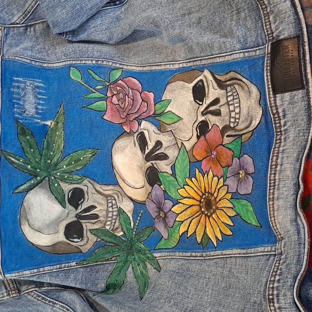 Custom painted new denim jacket